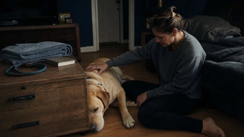 Quiet evening dog-parent moment